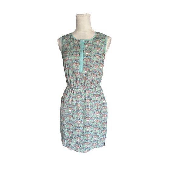 Forever 21 Floral Sleeveless Mint Green Dress With Buttons & Pockets Knee-Length - Picture 2 of 15